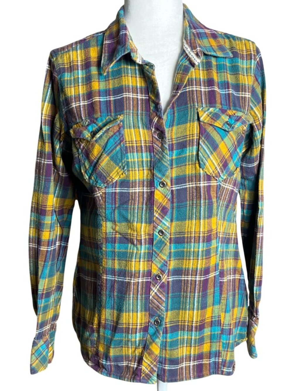 Vtg Natural Reflections Flannel Shirt Cotton Plaid Cozy Westerncore Layers Wom L